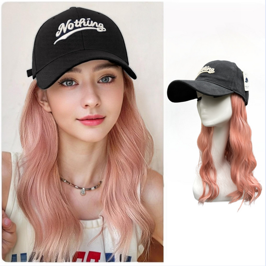 Baseball Hat with Pink Wig, for Cosplay and Quick Outings